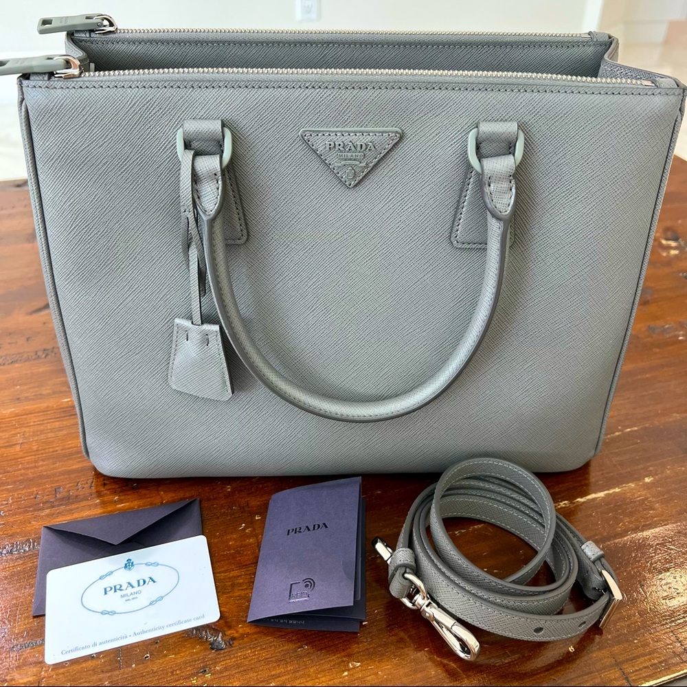Prada NWT Large Galleria Saffiano Tote Marmo Grey Marble